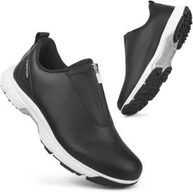 THESTRON Men Waterproof Golf Shoes Zipper Golf Shoes Professional Spikeless Golf Sneakers Male Golf Sports Walking Shoes Comfortable Golf Footwears for Men