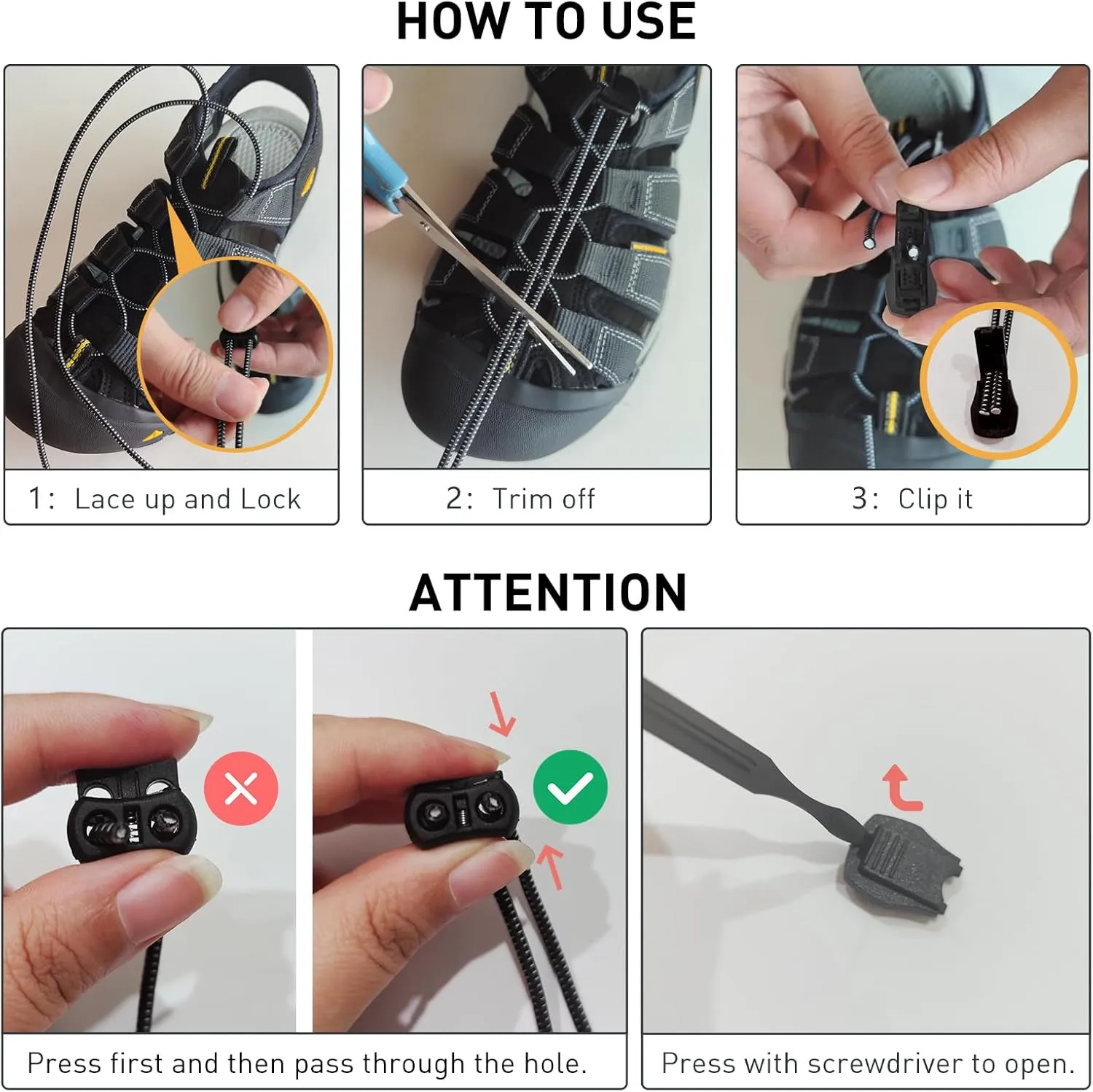 UamGlsob Elastic No Tie Shoe Laces Replacement for Keen Sandal, Round Stretchy Lock Shoelaces for Adults and Kids, One Size
