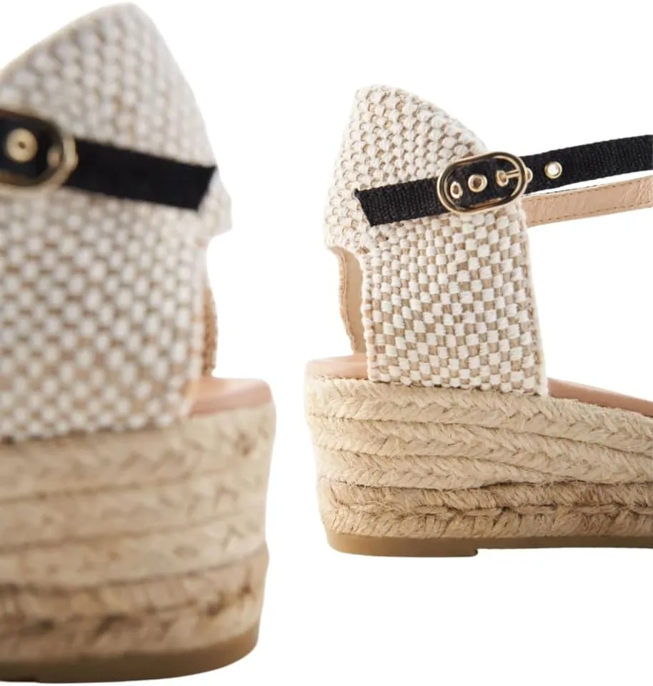 VISCATA Cavall Espadrille Canvas Low Wedges Spain Handmade 2 Heel Women's Open Toe Sandals with Breathable Organic Cotton Canvas and 100% Natural Jute Midsole for all Occasions: Casual, Work, Party