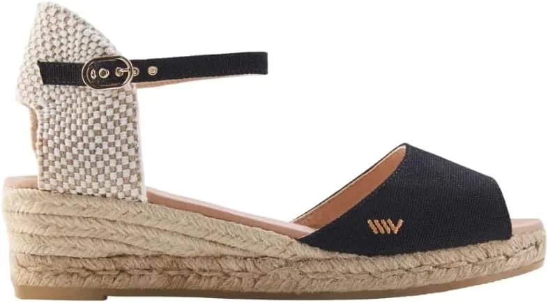 VISCATA Cavall Espadrille Canvas Low Wedges Spain Handmade 2 Heel Women's Open Toe Sandals with Breathable Organic Cotton Canvas and 100% Natural Jute Midsole for all Occasions: Casual, Work, Party