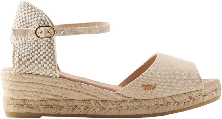 VISCATA Cavall Espadrille Canvas Low Wedges Spain Handmade 2 Heel Women's Open Toe Sandals with Breathable Organic Cotton Canvas and 100% Natural Jute Midsole for all Occasions: Casual, Work, Party