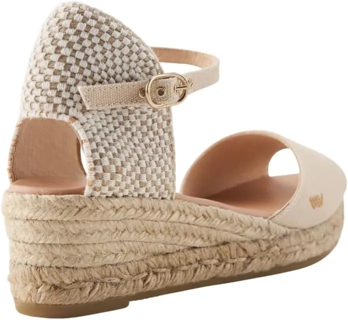 VISCATA Cavall Espadrille Canvas Low Wedges Spain Handmade 2 Heel Women's Open Toe Sandals with Breathable Organic Cotton Canvas and 100% Natural Jute Midsole for all Occasions: Casual, Work, Party