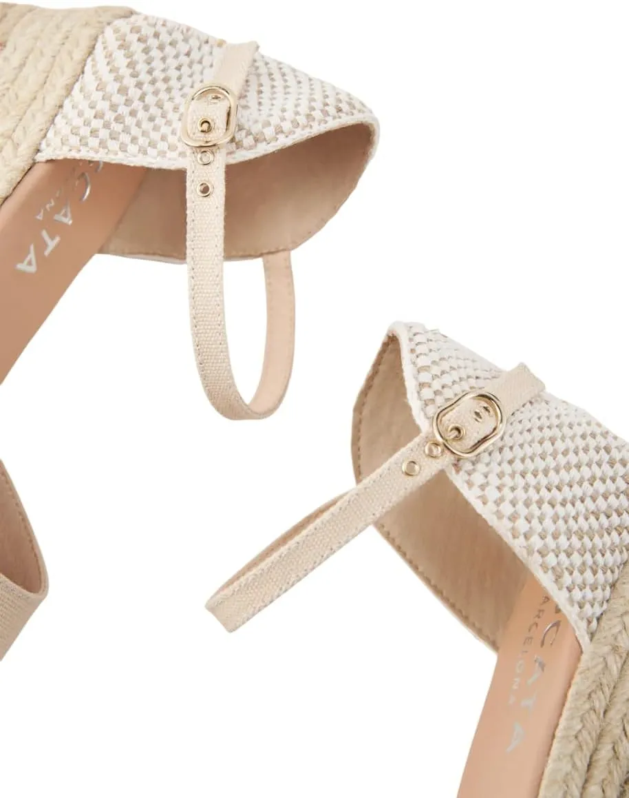 VISCATA Cavall Espadrille Canvas Low Wedges Spain Handmade 2 Heel Women's Open Toe Sandals with Breathable Organic Cotton Canvas and 100% Natural Jute Midsole for all Occasions: Casual, Work, Party
