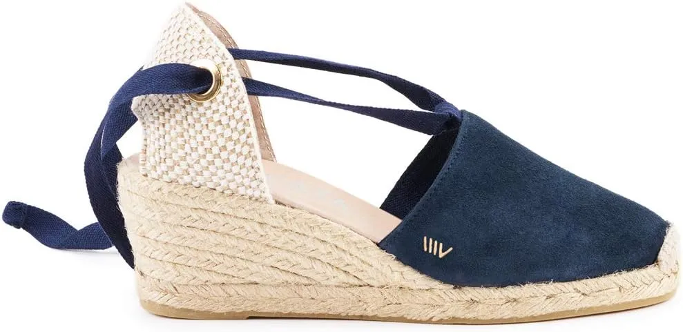 VISCATA Fosca Suede Wedge Handmade 2  Heel Women's Sandals with Extra Cushioned Inner Sole, Soft Ankle Ties, and 100% Natural Jute Midsole for Comfort and Style