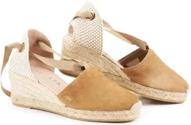 VISCATA Fosca Suede Wedge Handmade 2  Heel Women's Sandals with Extra Cushioned Inner Sole, Soft Ankle Ties, and 100% Natural Jute Midsole for Comfort and Style