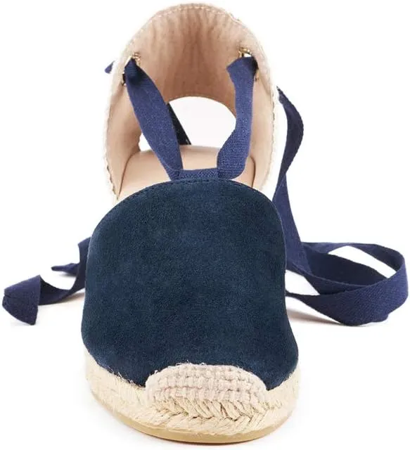 VISCATA Fosca Suede Wedge Handmade 2  Heel Women's Sandals with Extra Cushioned Inner Sole, Soft Ankle Ties, and 100% Natural Jute Midsole for Comfort and Style