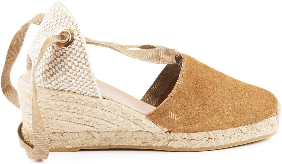 VISCATA Fosca Suede Wedge Handmade 2  Heel Women's Sandals with Extra Cushioned Inner Sole, Soft Ankle Ties, and 100% Natural Jute Midsole for Comfort and Style