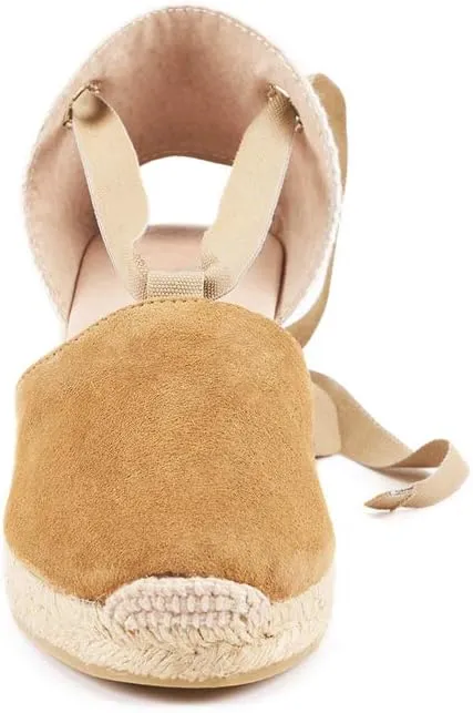 VISCATA Fosca Suede Wedge Handmade 2  Heel Women's Sandals with Extra Cushioned Inner Sole, Soft Ankle Ties, and 100% Natural Jute Midsole for Comfort and Style