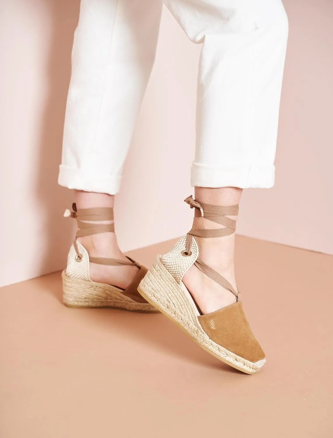 VISCATA Fosca Suede Wedge Handmade 2  Heel Women's Sandals with Extra Cushioned Inner Sole, Soft Ankle Ties, and 100% Natural Jute Midsole for Comfort and Style