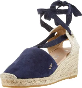 VISCATA Fosca Suede Wedge Handmade 2  Heel Women's Sandals with Extra Cushioned Inner Sole, Soft Ankle Ties, and 100% Natural Jute Midsole for Comfort and Style