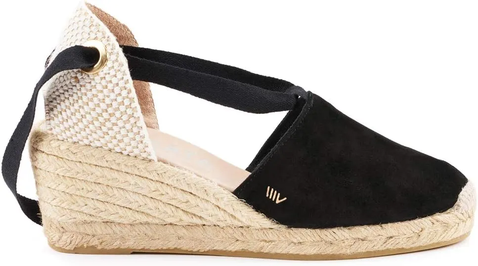 VISCATA Fosca Suede Wedge Handmade 2  Heel Women's Sandals with Extra Cushioned Inner Sole, Soft Ankle Ties, and 100% Natural Jute Midsole for Comfort and Style