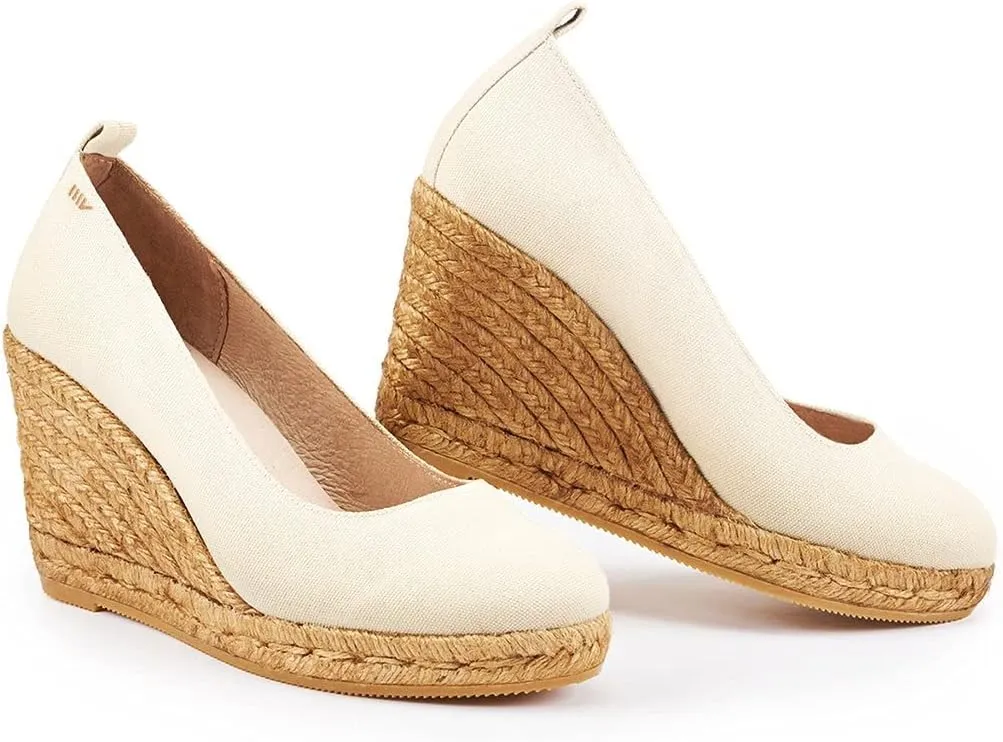 Viscata Marquesa Espadrille Canvas Wedges Spain Handmade 3  Heel Women's Pumps with Breathable Organic Cotton Canvas and 100% Natural Jute Midsole for All Occasions: Casual, Work, Party