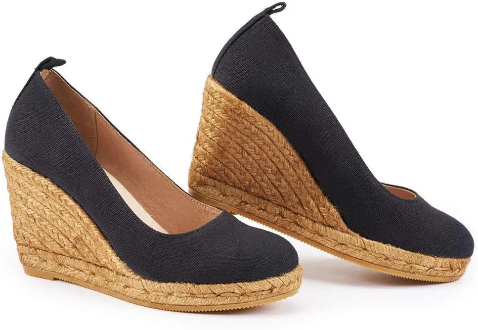 Viscata Marquesa Espadrille Canvas Wedges Spain Handmade 3  Heel Women's Pumps with Breathable Organic Cotton Canvas and 100% Natural Jute Midsole for All Occasions: Casual, Work, Party
