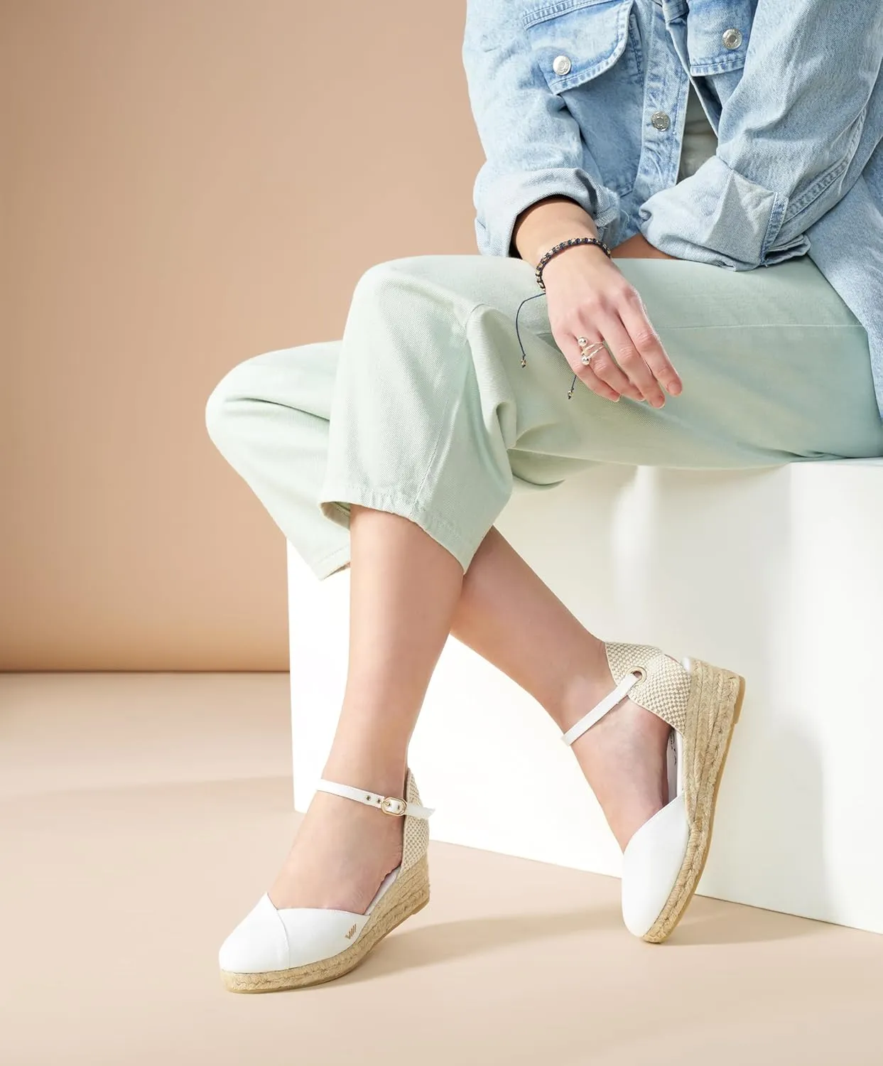 Viscata Pubol Espadrille Canvas Low Wedges with Ankle Strap Spain Handmade 2 Heel Women's Sandals with Breathable Organic Cotton Canvas and 100% Natural Jute for all Occasions: Casual, Work, Party