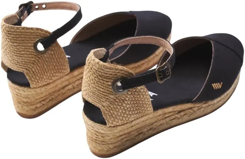 Viscata Pubol Espadrille Canvas Low Wedges with Ankle Strap Spain Handmade 2 Heel Women's Sandals with Breathable Organic Cotton Canvas and 100% Natural Jute for all Occasions: Casual, Work, Party