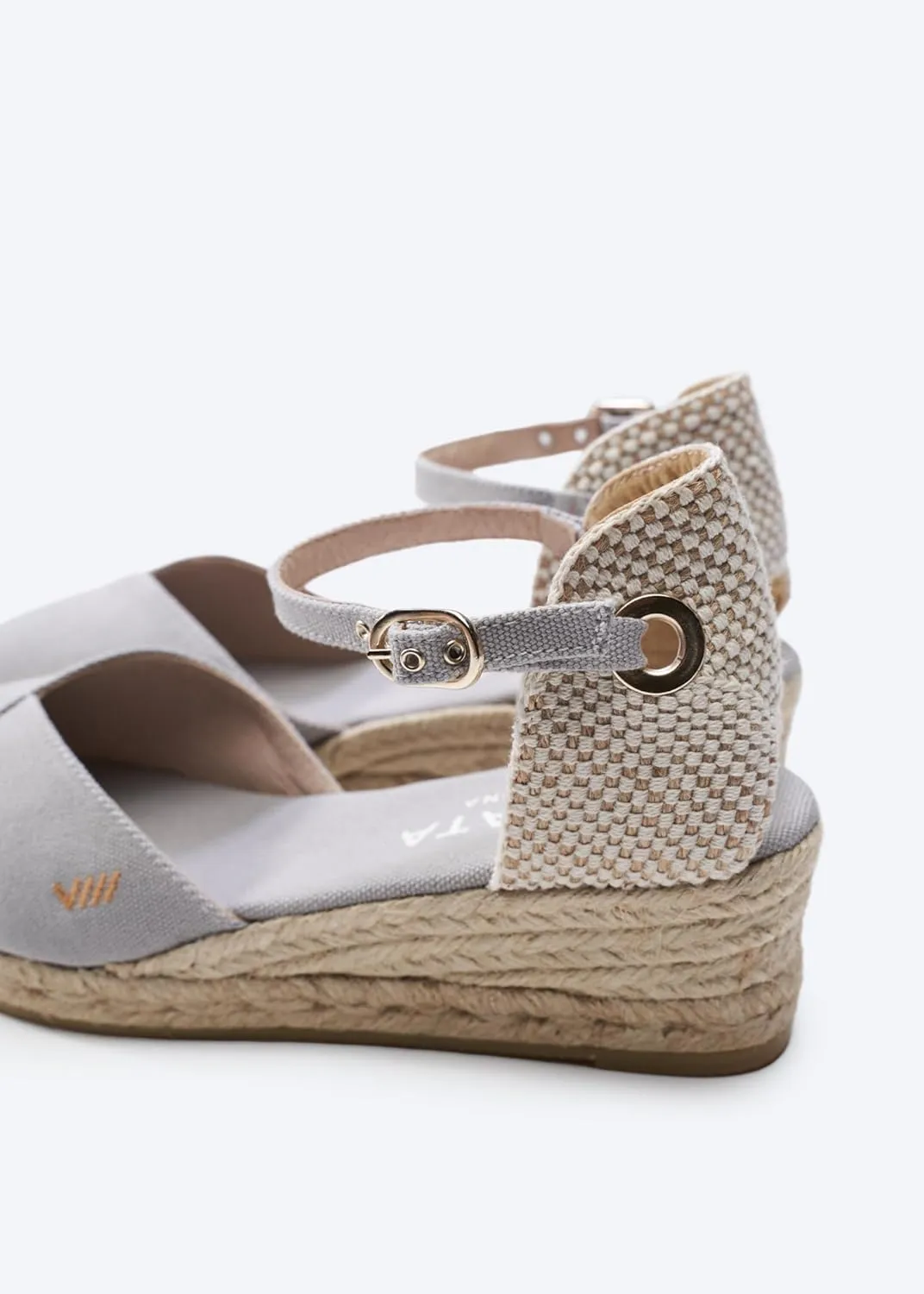 Viscata Pubol Espadrille Canvas Low Wedges with Ankle Strap Spain Handmade 2 Heel Women's Sandals with Breathable Organic Cotton Canvas and 100% Natural Jute for all Occasions: Casual, Work, Party