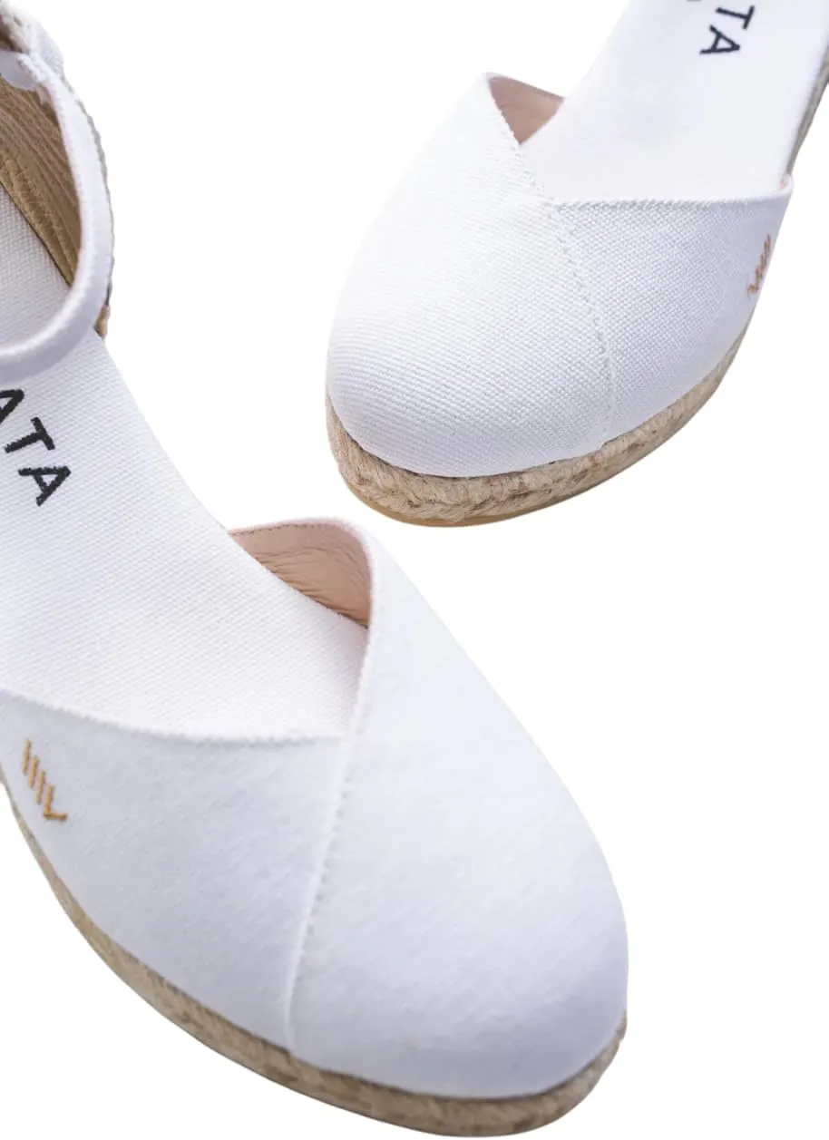 Viscata Pubol Espadrille Canvas Low Wedges with Ankle Strap Spain Handmade 2 Heel Women's Sandals with Breathable Organic Cotton Canvas and 100% Natural Jute for all Occasions: Casual, Work, Party