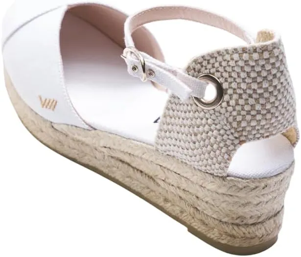 Viscata Pubol Espadrille Canvas Low Wedges with Ankle Strap Spain Handmade 2 Heel Women's Sandals with Breathable Organic Cotton Canvas and 100% Natural Jute for all Occasions: Casual, Work, Party