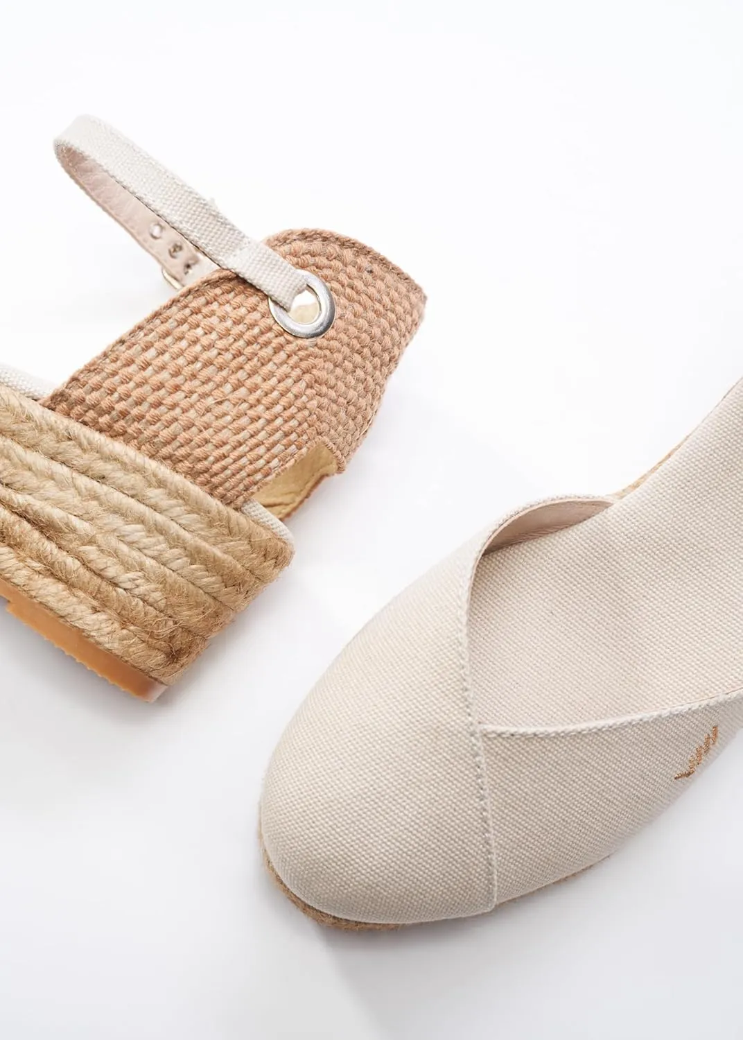 Viscata Pubol Espadrille Canvas Low Wedges with Ankle Strap Spain Handmade 2 Heel Women's Sandals with Breathable Organic Cotton Canvas and 100% Natural Jute for all Occasions: Casual, Work, Party