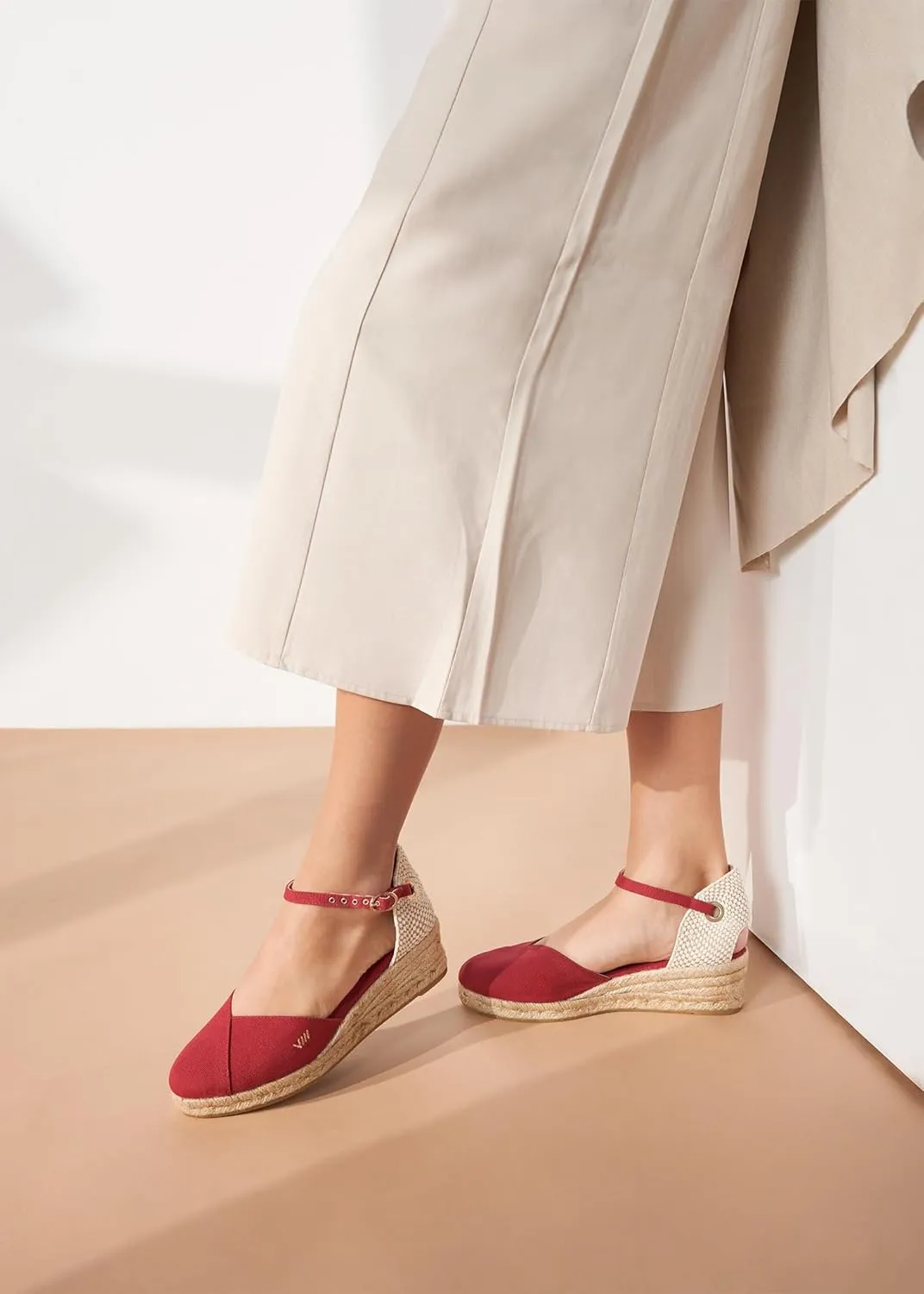 Viscata Pubol Espadrille Canvas Low Wedges with Ankle Strap Spain Handmade 2 Heel Women's Sandals with Breathable Organic Cotton Canvas and 100% Natural Jute for all Occasions: Casual, Work, Party