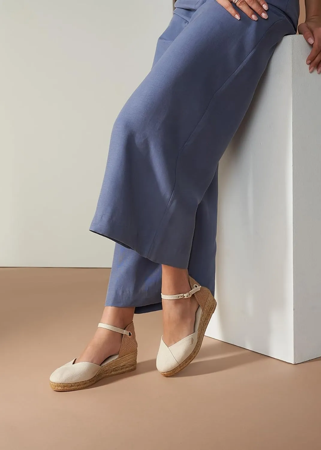 Viscata Pubol Espadrille Canvas Low Wedges with Ankle Strap Spain Handmade 2 Heel Women's Sandals with Breathable Organic Cotton Canvas and 100% Natural Jute for all Occasions: Casual, Work, Party