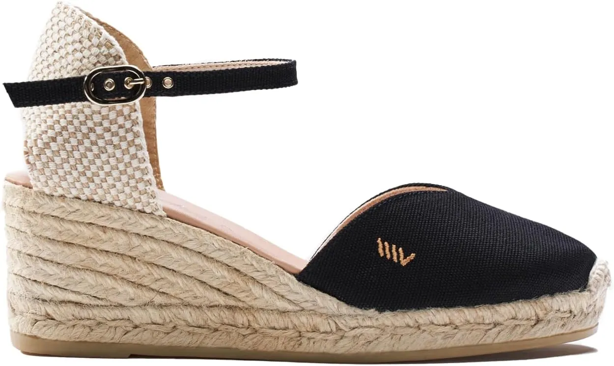Viscata Reus Canvas Wedge Handmade 2  Heel Women's Sandals with Breathable Cotton Canvas V-cut Vamp and 100% Natural Jute Midsole for all Casual Occasions