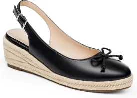 Womens Closed Toe Espadrilles Wedges Shoes Platform Slingback Mid Low Heel Canvas Bow Dress Sandals