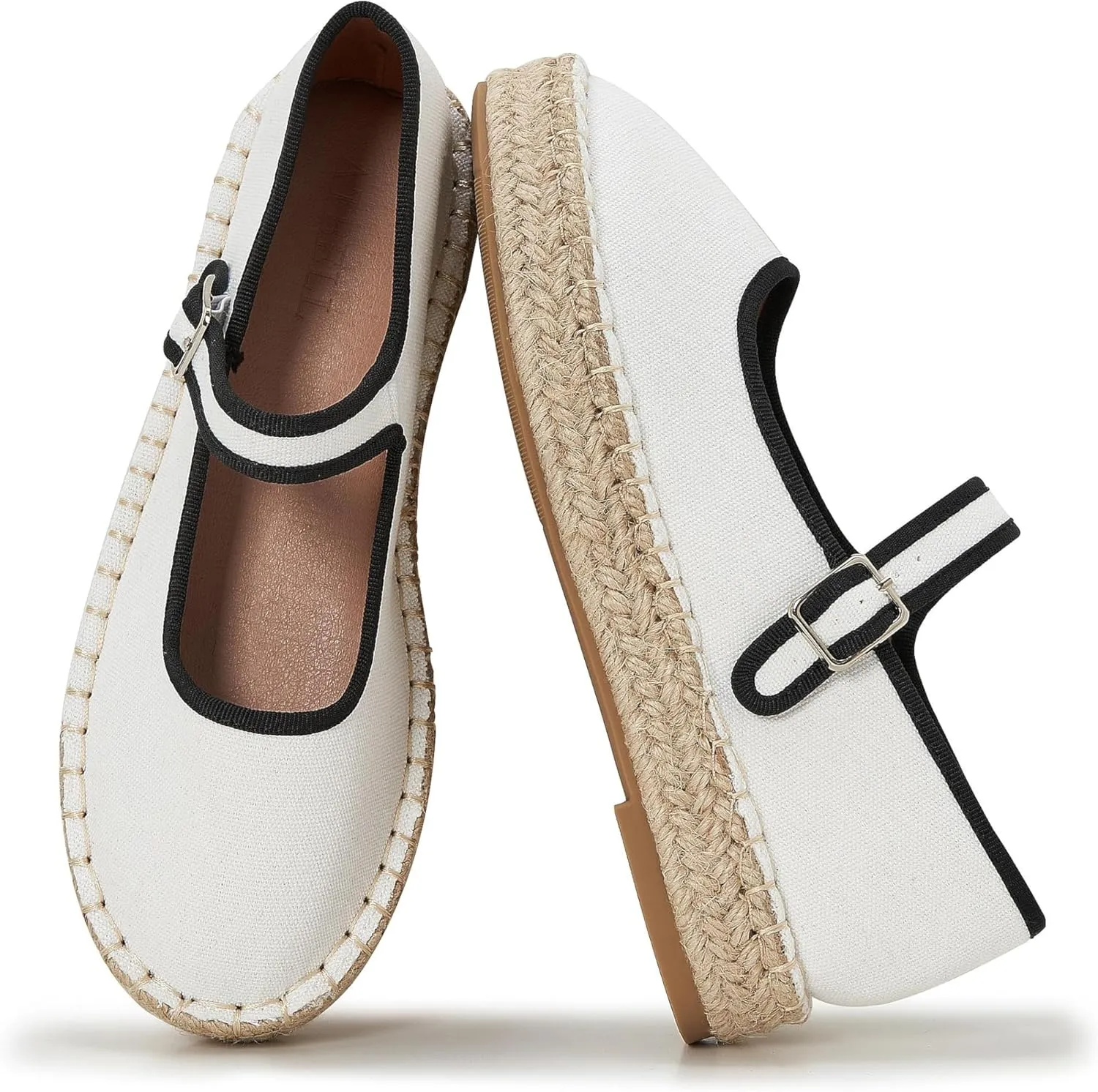 Women's Mary Jane Espadrilles Woven Espadrille Outsole Canvas Summer Flats
