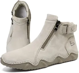 Women's Suede Round Toe Zipper Chukka Boot Warm Fur Lined Snow Boot Ankle High Top Casual Booties Winter Cold Weather outdoor hiking Boots