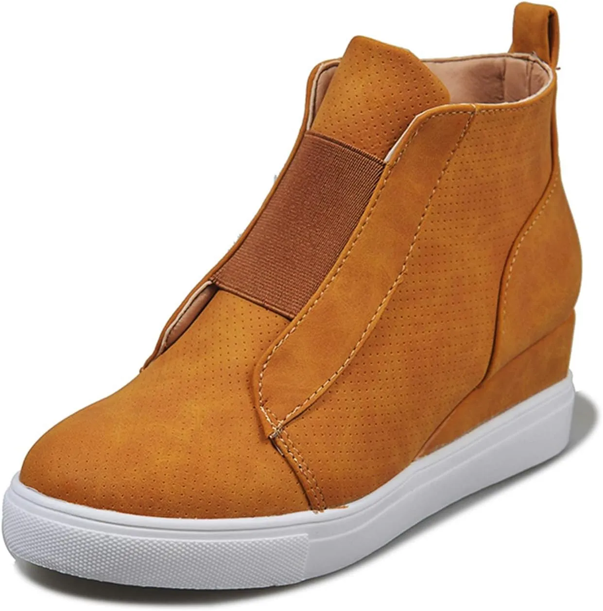 ZBYY Women's Platform Wedge Sneakers,Fashion Summer Hidden Ankle Heel Platform Wedge Booties Hidden with Side Zipper